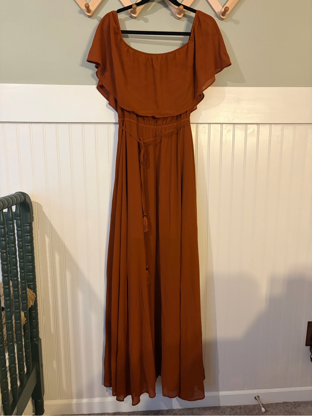 Baltic Born Victoria Rust Off-Shoulder Maxi Dress in Spice